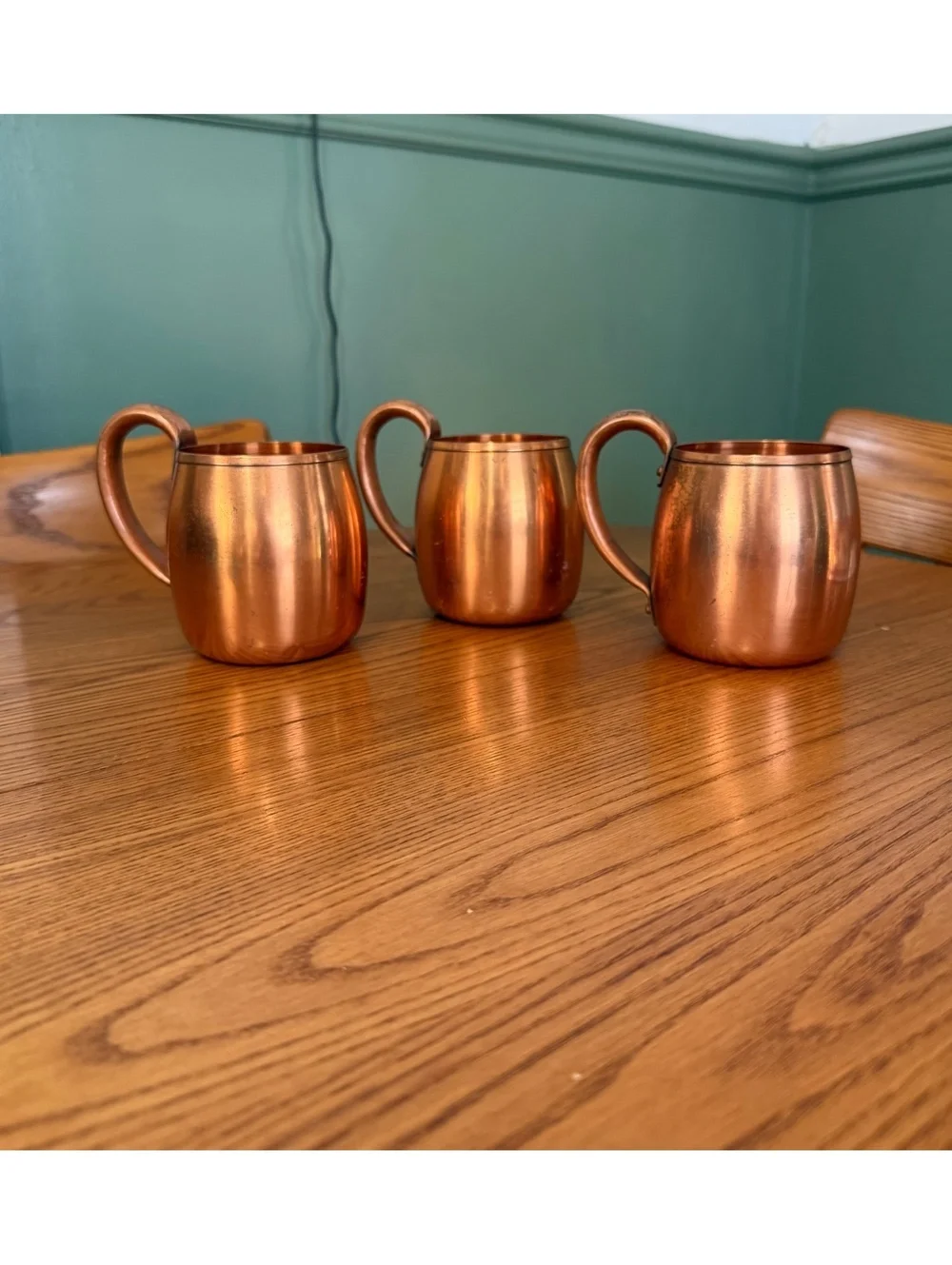 Vintage solid copper Moscow mule mugs - set of three (3)